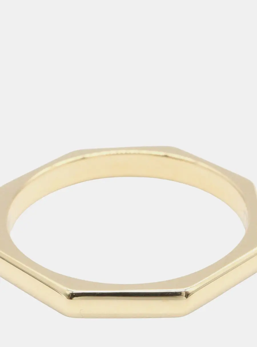 Bvlgari Octagonal 18k Yellow Gold Women's Band Ring EU 56