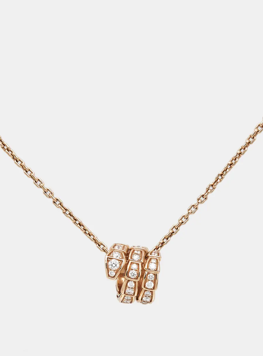 Bvlgari Serpenti Viper Diamond 18k Rose Gold Necklace