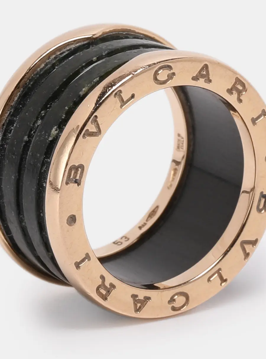 Bvlgari B.Zero1 18K Rose Gold and Ceramic Band Ring EU 53