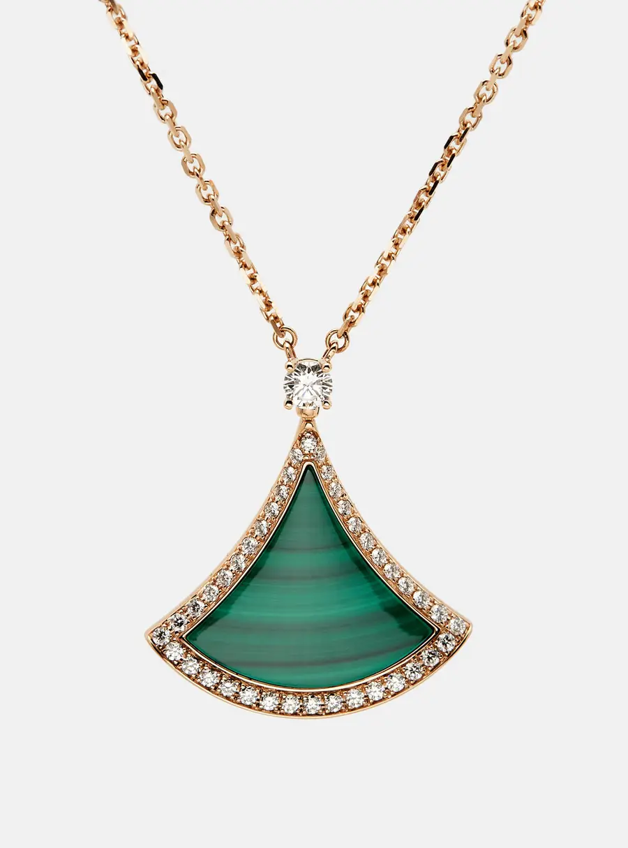 Bvlgari Divas&rsquo; Dream Malachite Diamond 18k Rose Gold Necklace