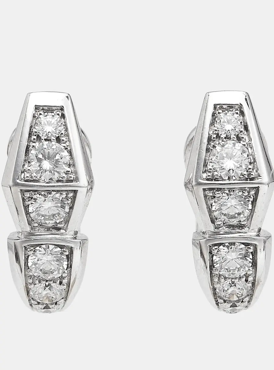 Bvlgari Serpenti Viper Diamond 18k White Gold Earrings