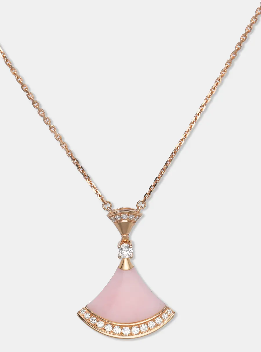 Bvlgari Divas' Dream Diamond Pink Opal 18k Rose Gold Pendant Necklace