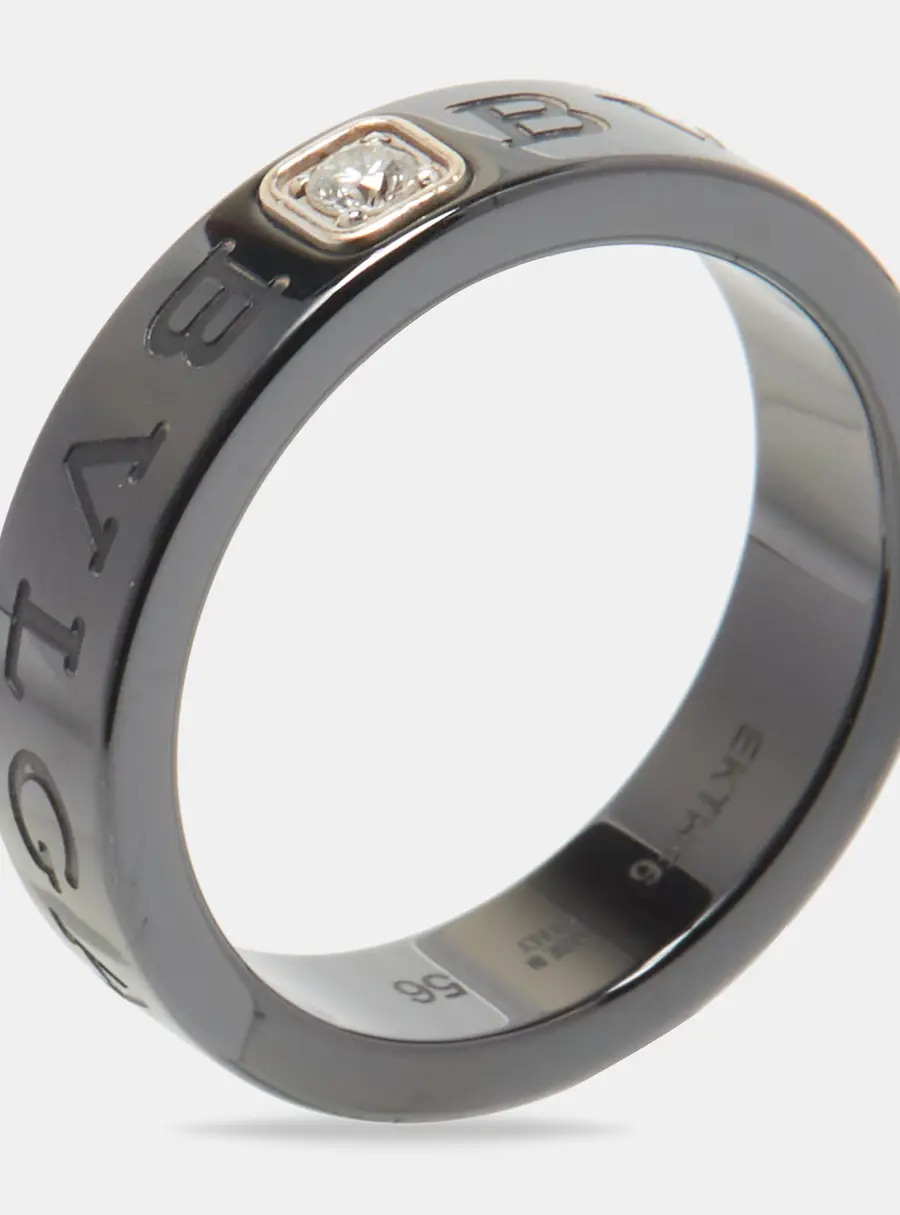 Bvlgari Bvlgari Diamond Ceramic 18k White Gold Ring EU 56