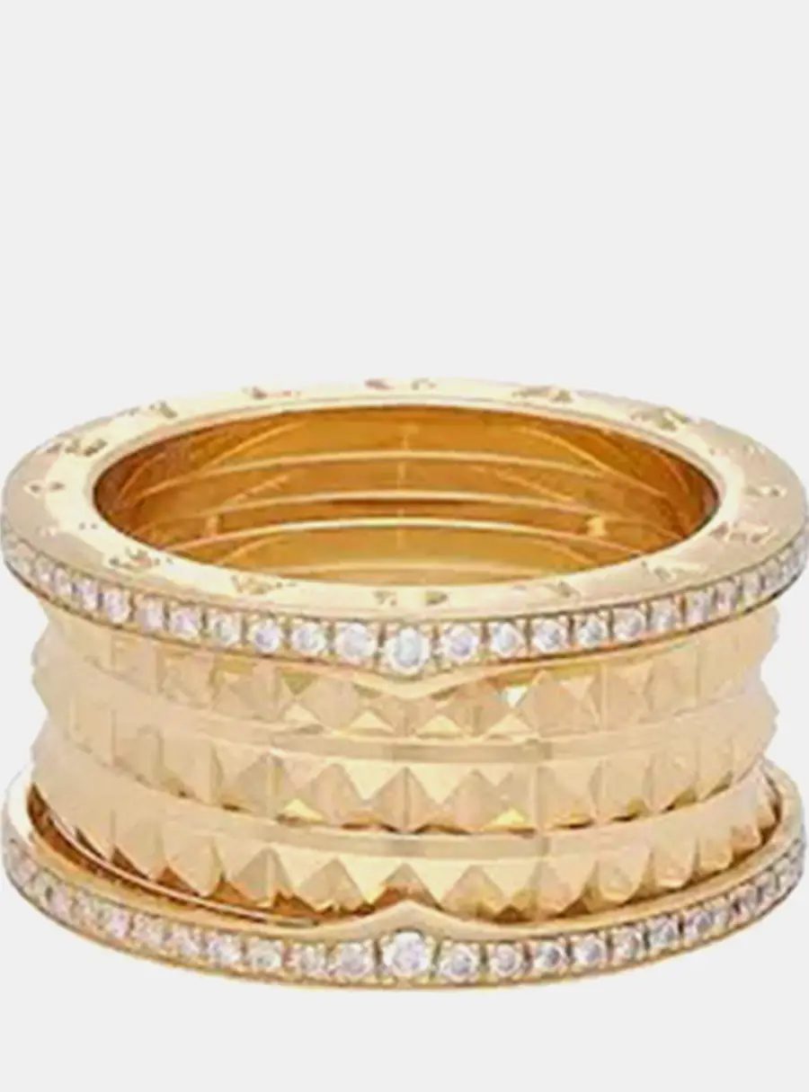 Bvlgari B.Zero1 4-Band 18K Yellow Gold, Diamond Ring EU 59