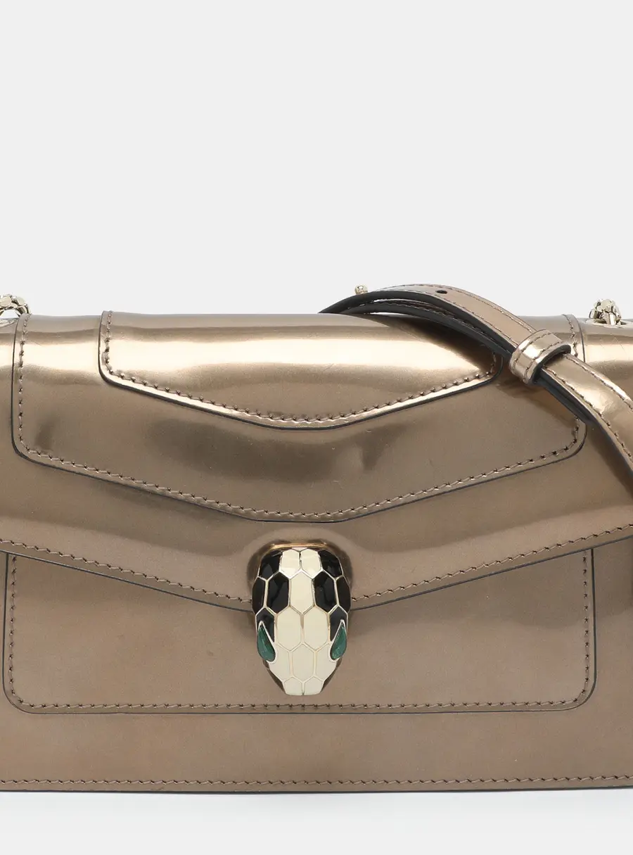 Bvlgari Serpenti Forever Metallic Beige Leather Shoulder Bag