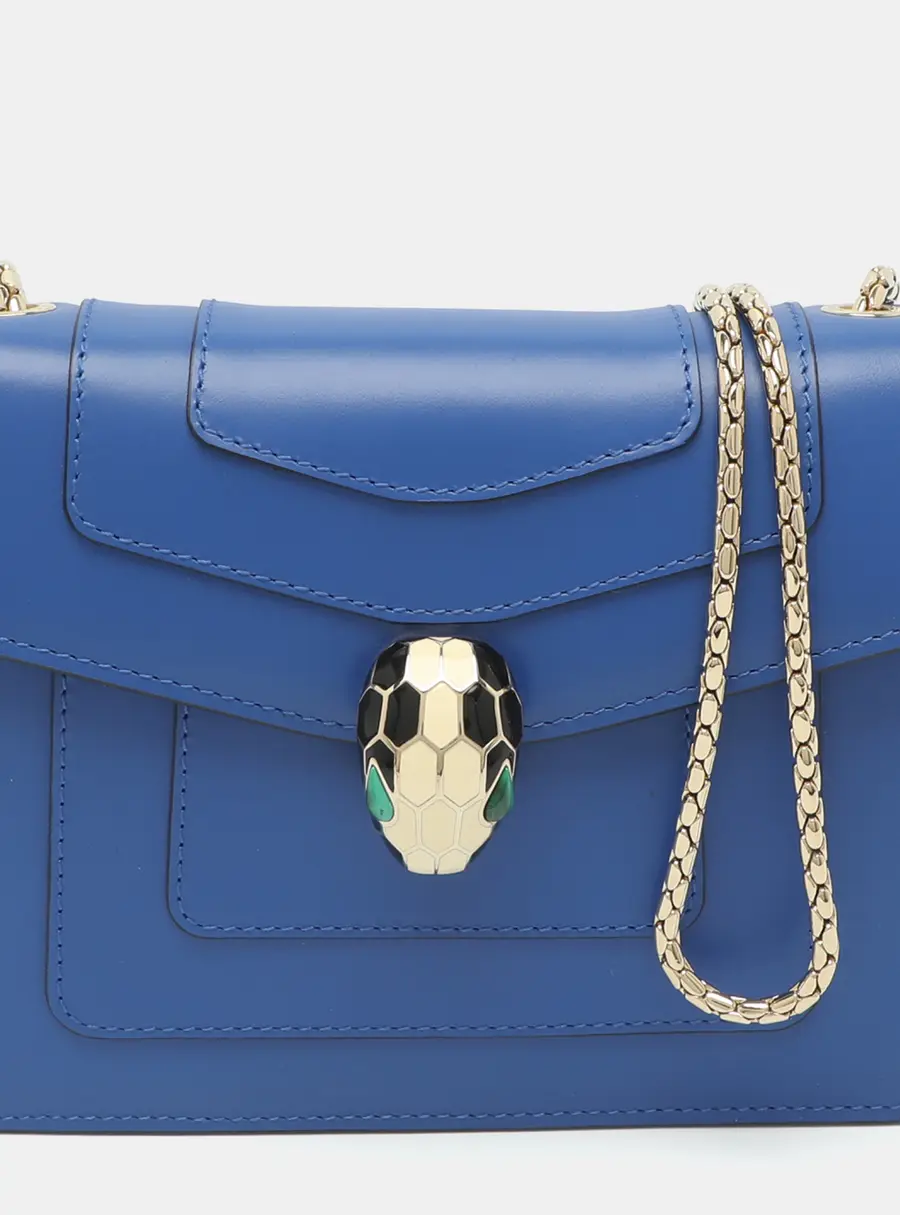 Bvlgari Serpenti Forever Small Blue Leather Shoulder Bag