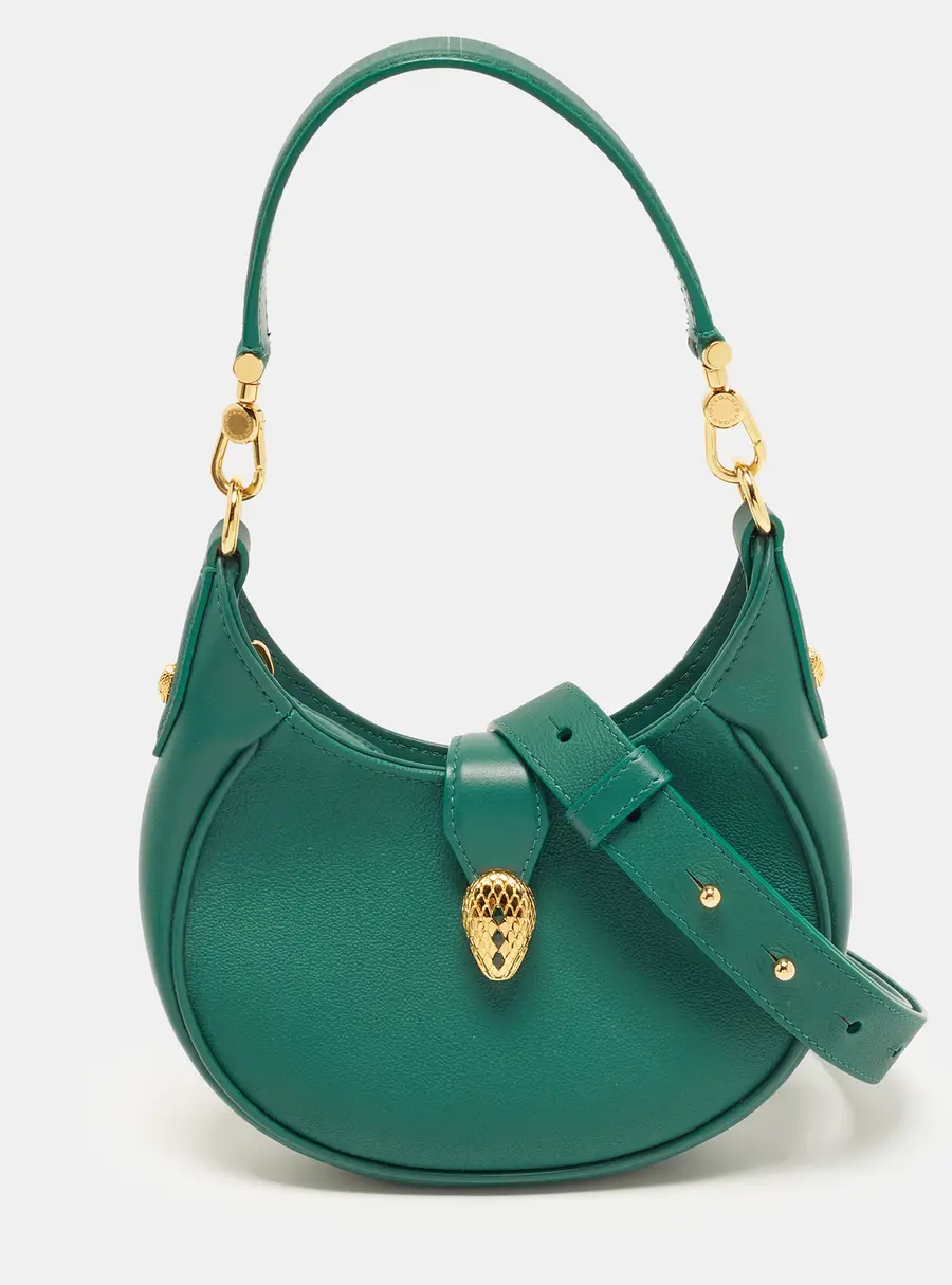 Bvlgari Serpenti Ellipse Green Leather Crossbody Bag