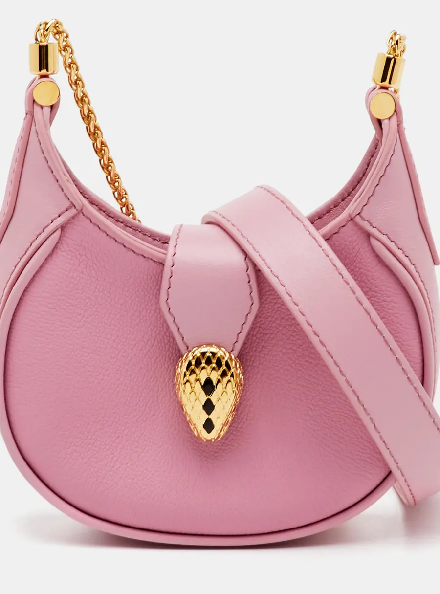 Bvlgari Serpenti Ellipse Micro Pink Leather Hobo