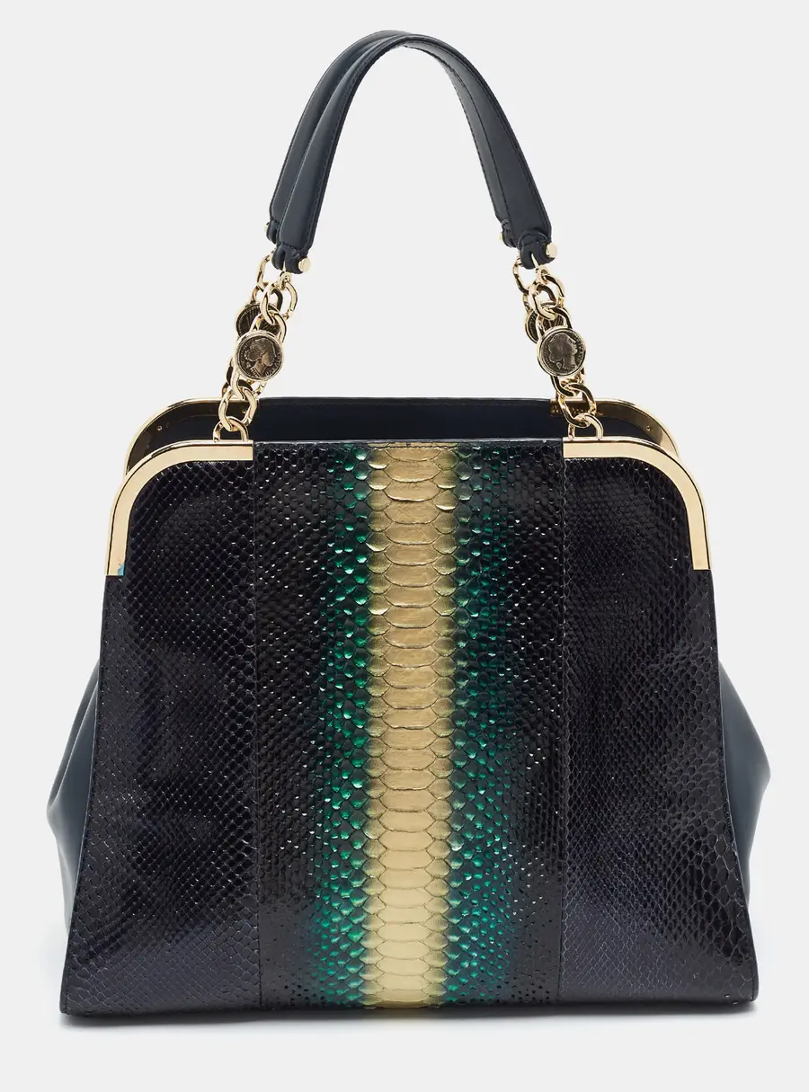 Bvlgari Metallic Multicolor Python Frame Satchel