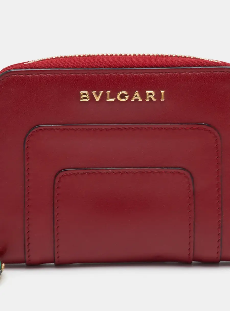 Bvlgari Serpenti Forever Mini Red Leather Zip Around Wallet