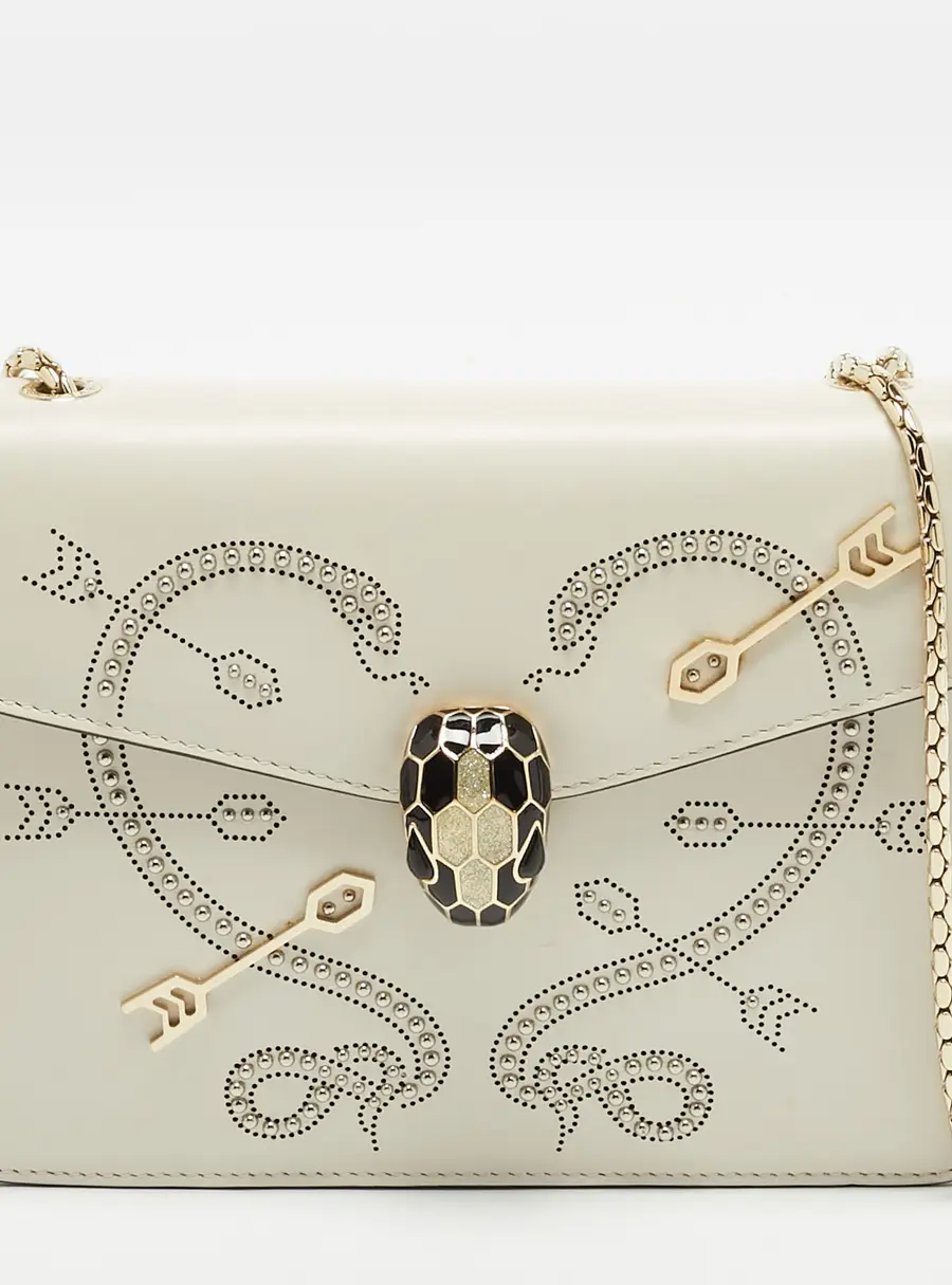 Bvlgari Pop Heart Serpenti Forever Small White Leather Shoulder Bag