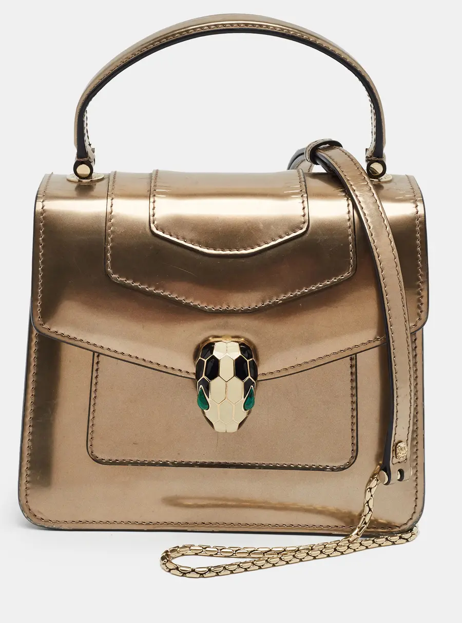 Bvlgari Serpenti Forever Metallic Patent Leather Top Handle Bag