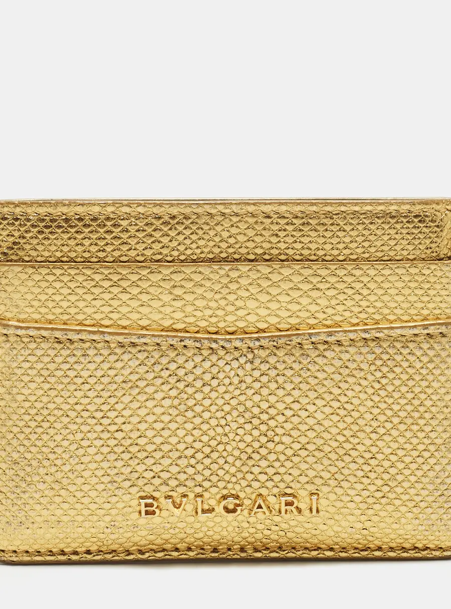 Bvlgari Serpenti Forever Gold Karung Leather Card Case