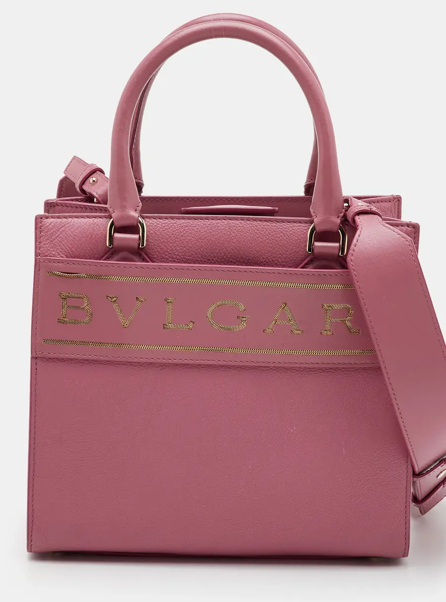 Bvlgari 2way Logo Small Pink Leather Tote