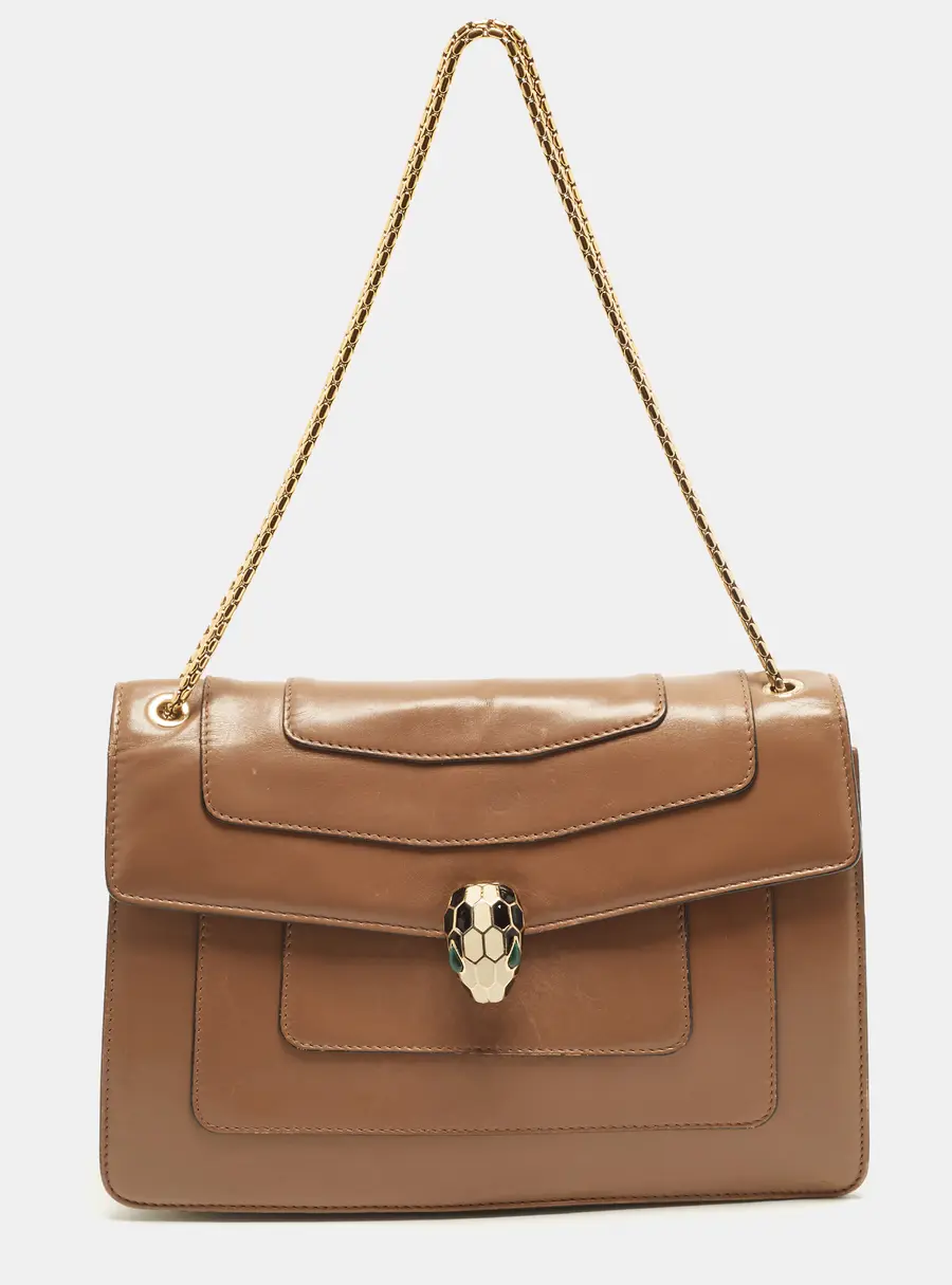 Bvlgari Serpenti Forever Medium Brown Leather Shoulder Bag