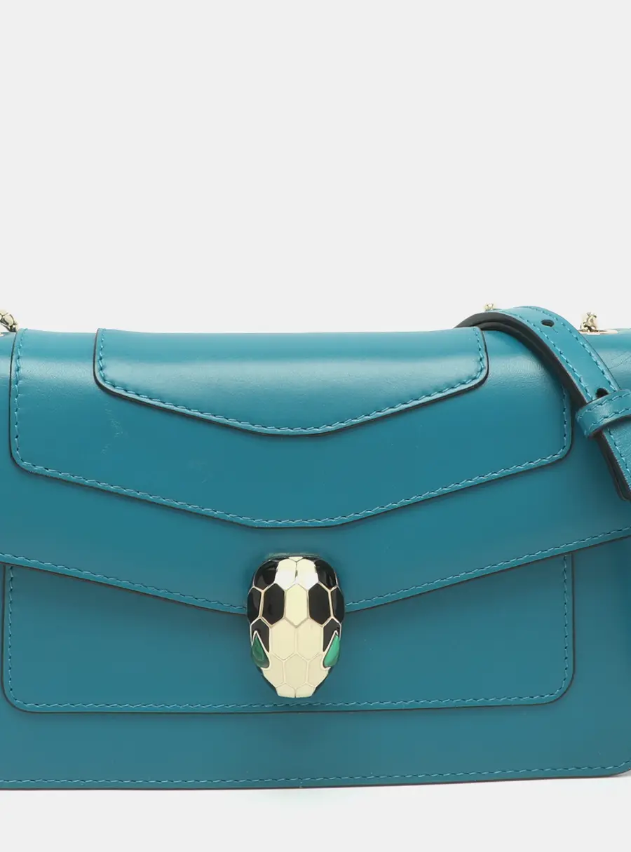 Bvlgari Serpenti Forever Blue Leather Crossbody Bag