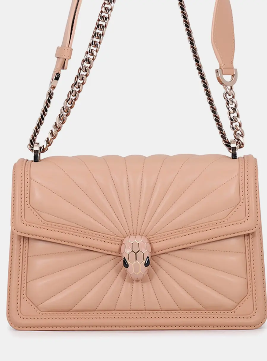 Bvlgari Beige Leather Diamond Blast Serpenti