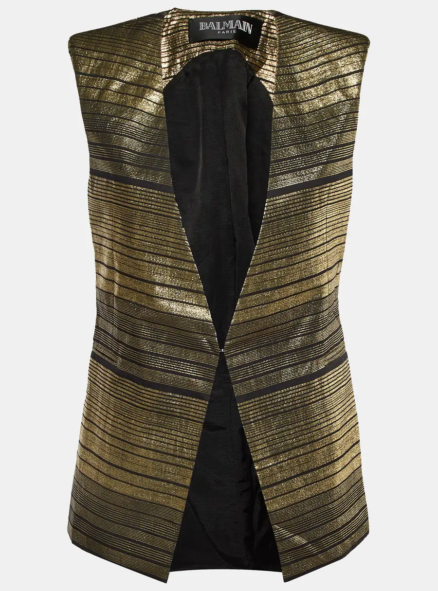 Balmain Gold Lurex and Silk Long Vest M