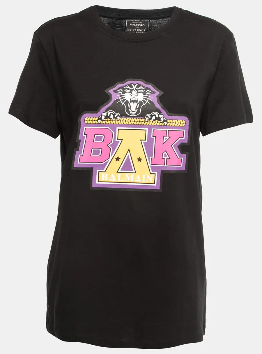 Balmain X Beyonce Black Cotton Logo T-Shirt S