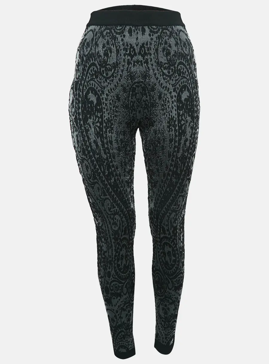 Balmain Black Jacquard Jersey Leggings S