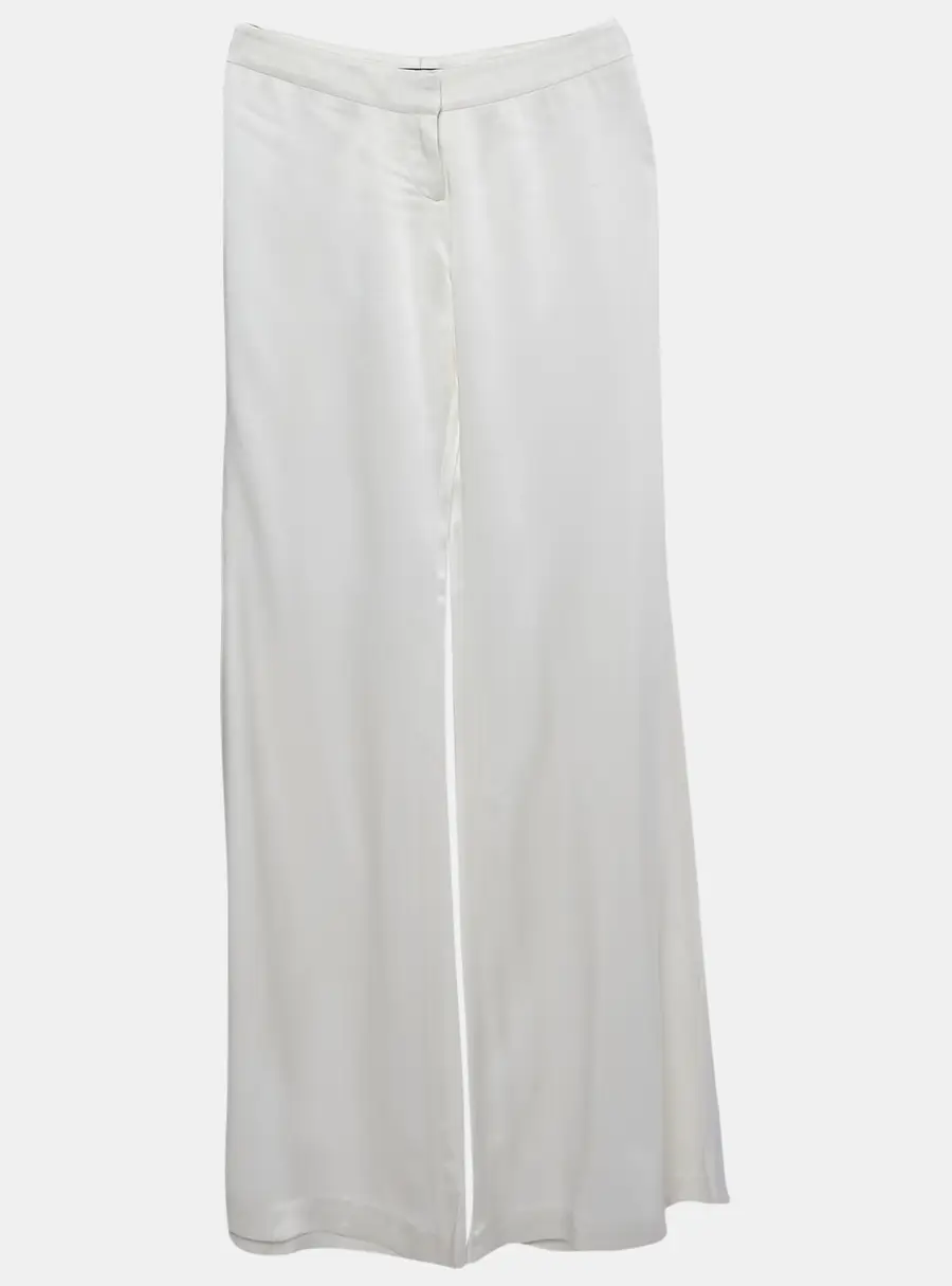 Balmain White Satin Flared High Rise Trousers M