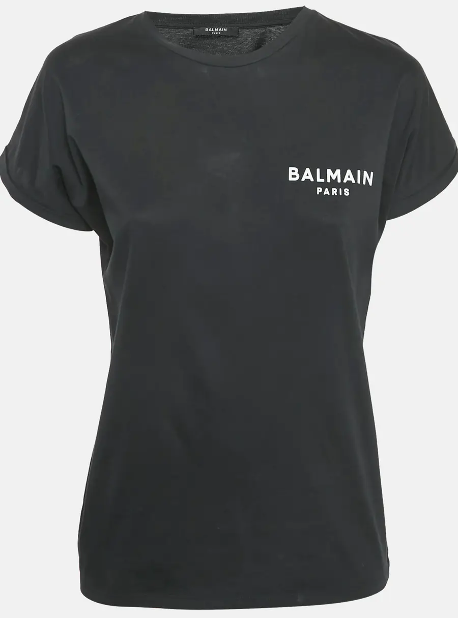 Balmain Black Logo Print Jersey T-Shirt M