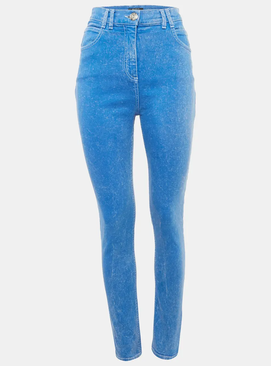 Balmain Blue Faded Denim Skinny Jeans M Waist 27"