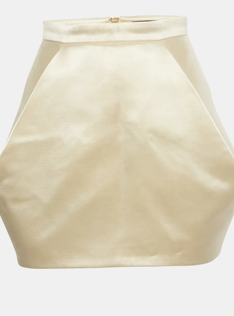 Balmain Cream Satin Mini Skirt M