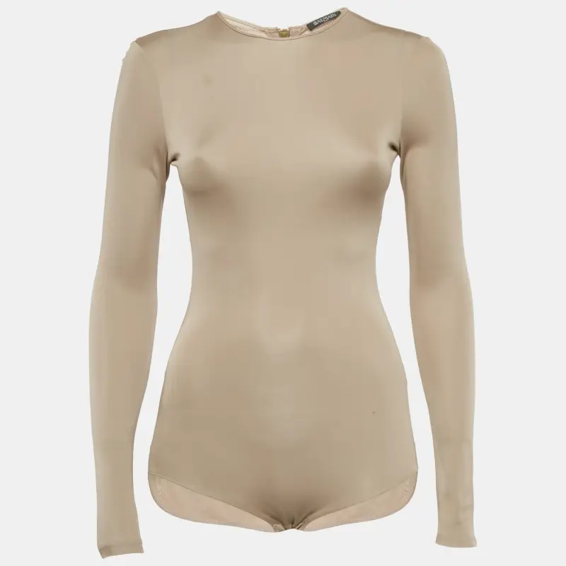 Balmain Beige Jersey Bodysuit S