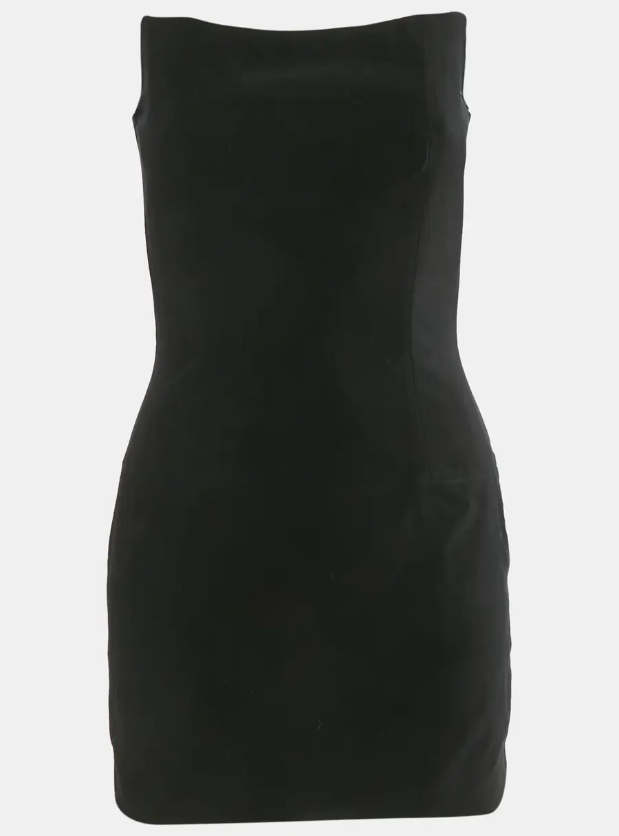 Balmain Black Velvet Strapless Mini Dress M