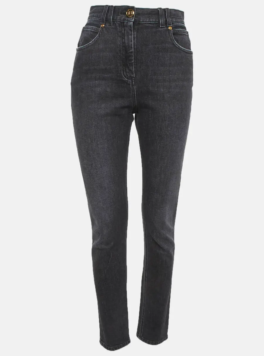 Balmain Black Faded Denim Skinny Jeans M/Waist 27"