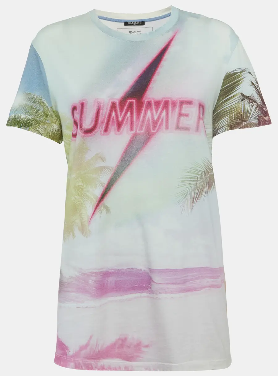 Balmain Multicolor Printed Jersey T-Shirt S