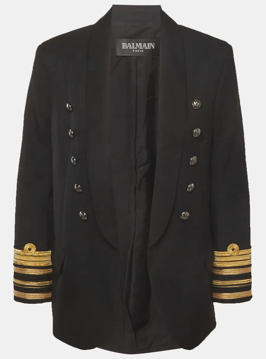 Balmain Black Wool Button Embellished Blazer M