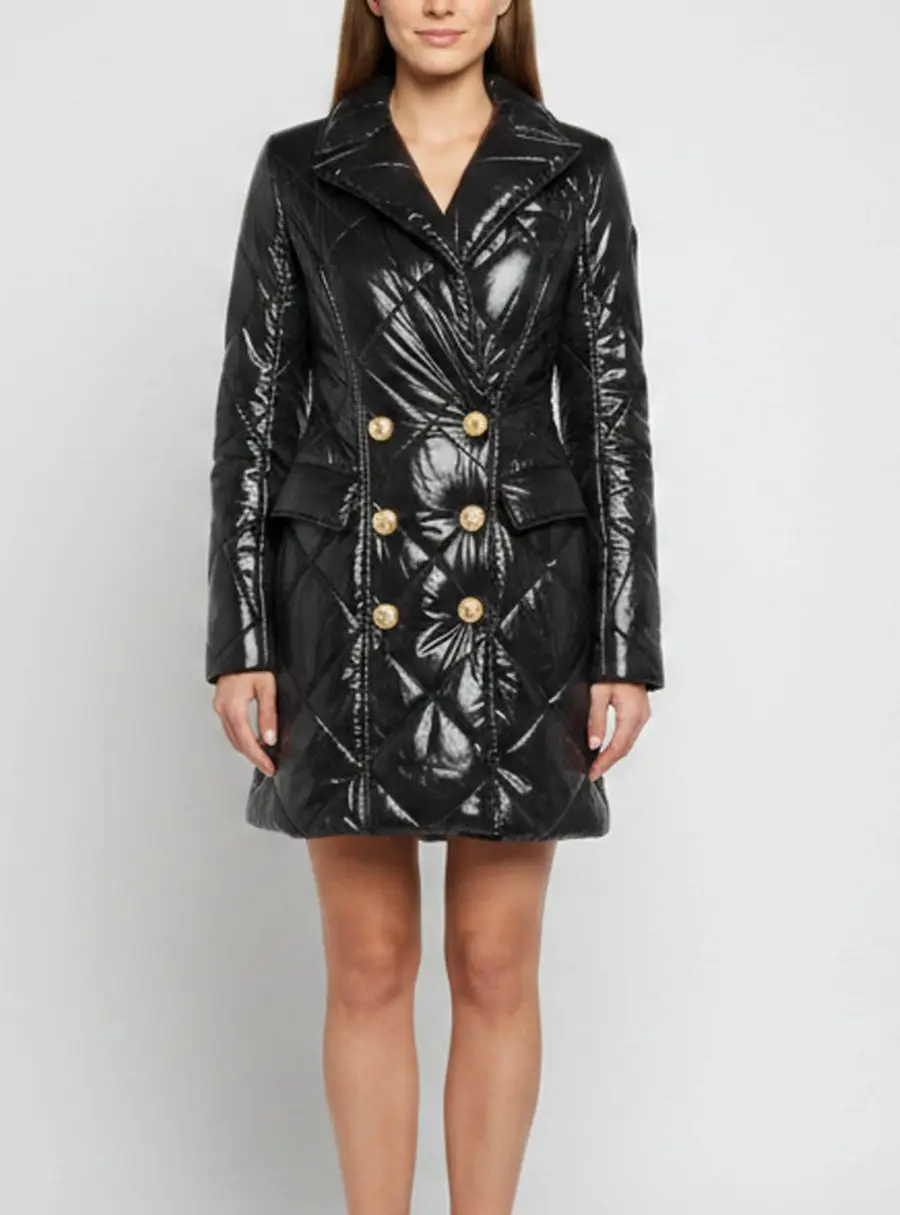 Balmain Black Quilted Nylon Double Breasted Puffer Jacket S