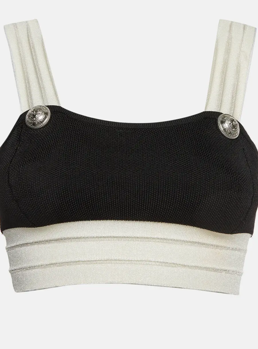 Balmain Black/ White Knit Bralette Top M