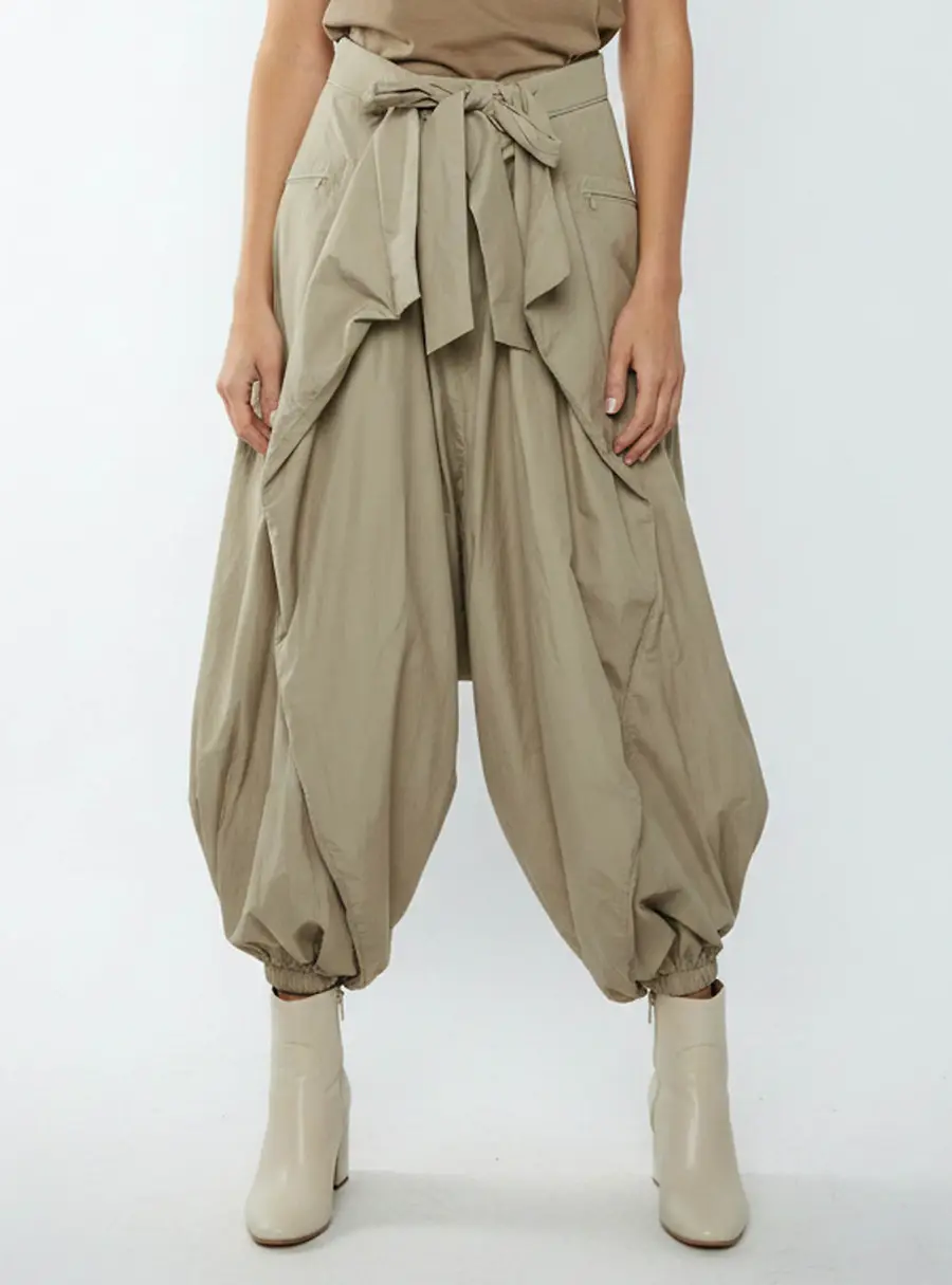 Balmain Beige Draped Poplin Sargon Pants S