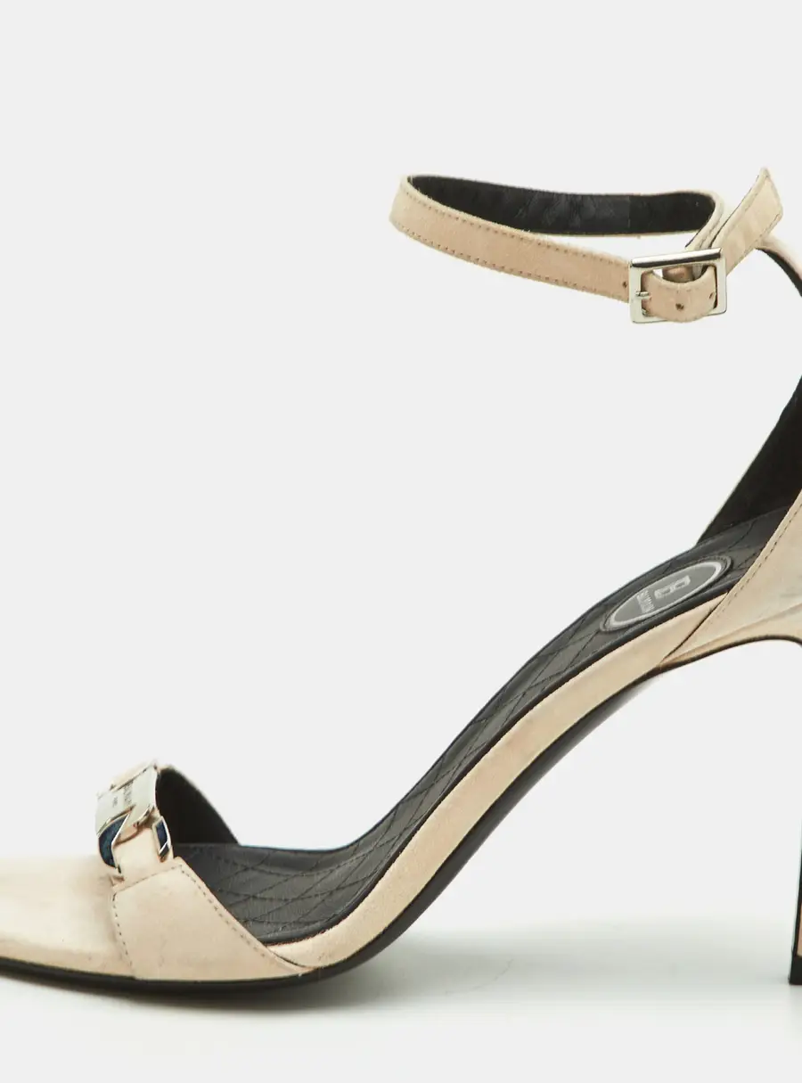 Balmain B-Chain Size 36 Beige Suede Ankle Strap Sandals