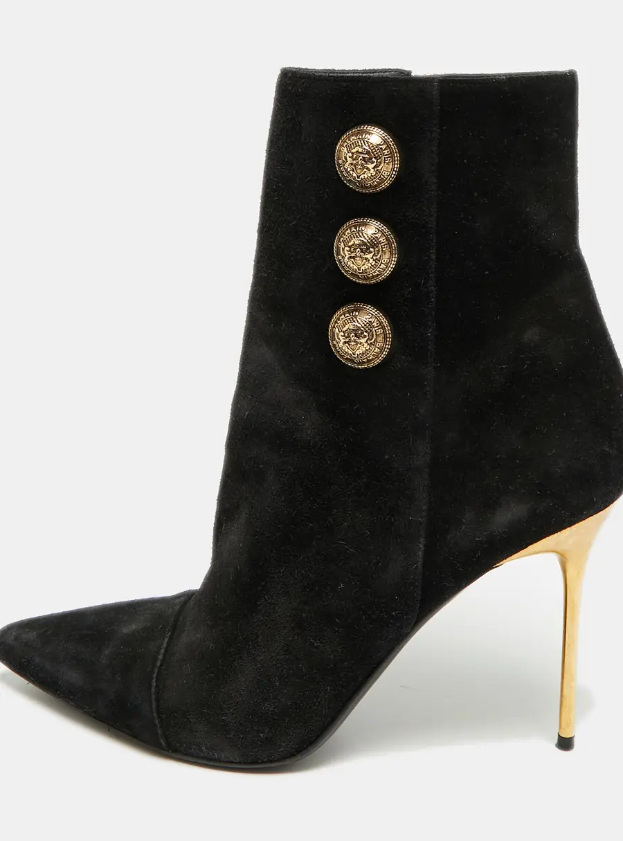 Balmain Roni Size 39 Black Suede Ankle Length Boots
