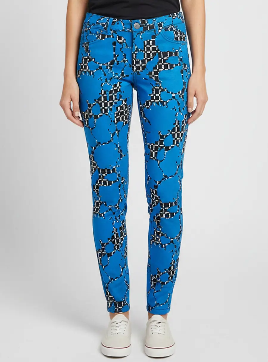 Balenciaga Blue Abstract Print Denim Skinny Jeans S/Waist 30"