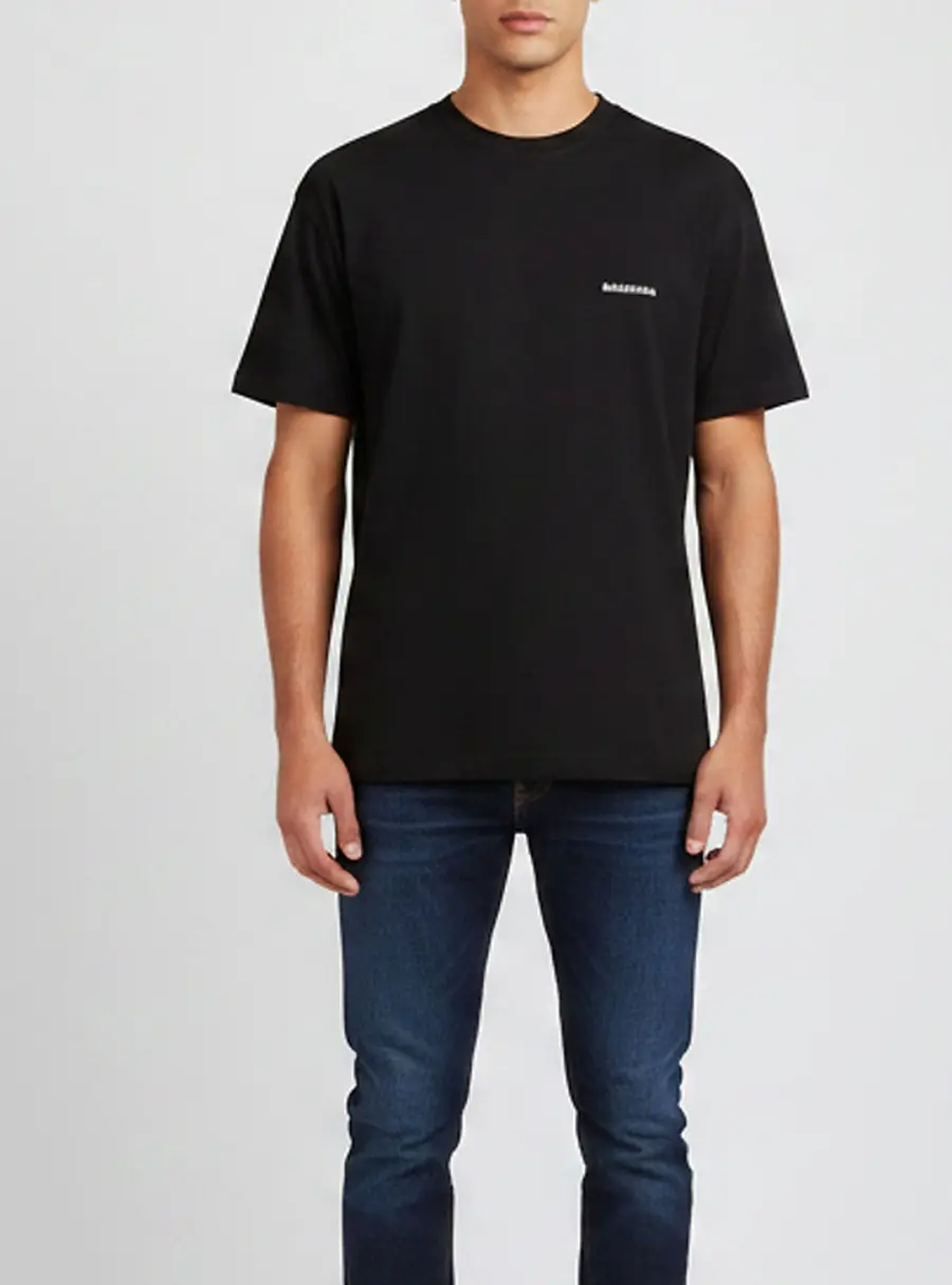 Balenciaga Black Logo Graphic Jersey Crewneck T-Shirt L