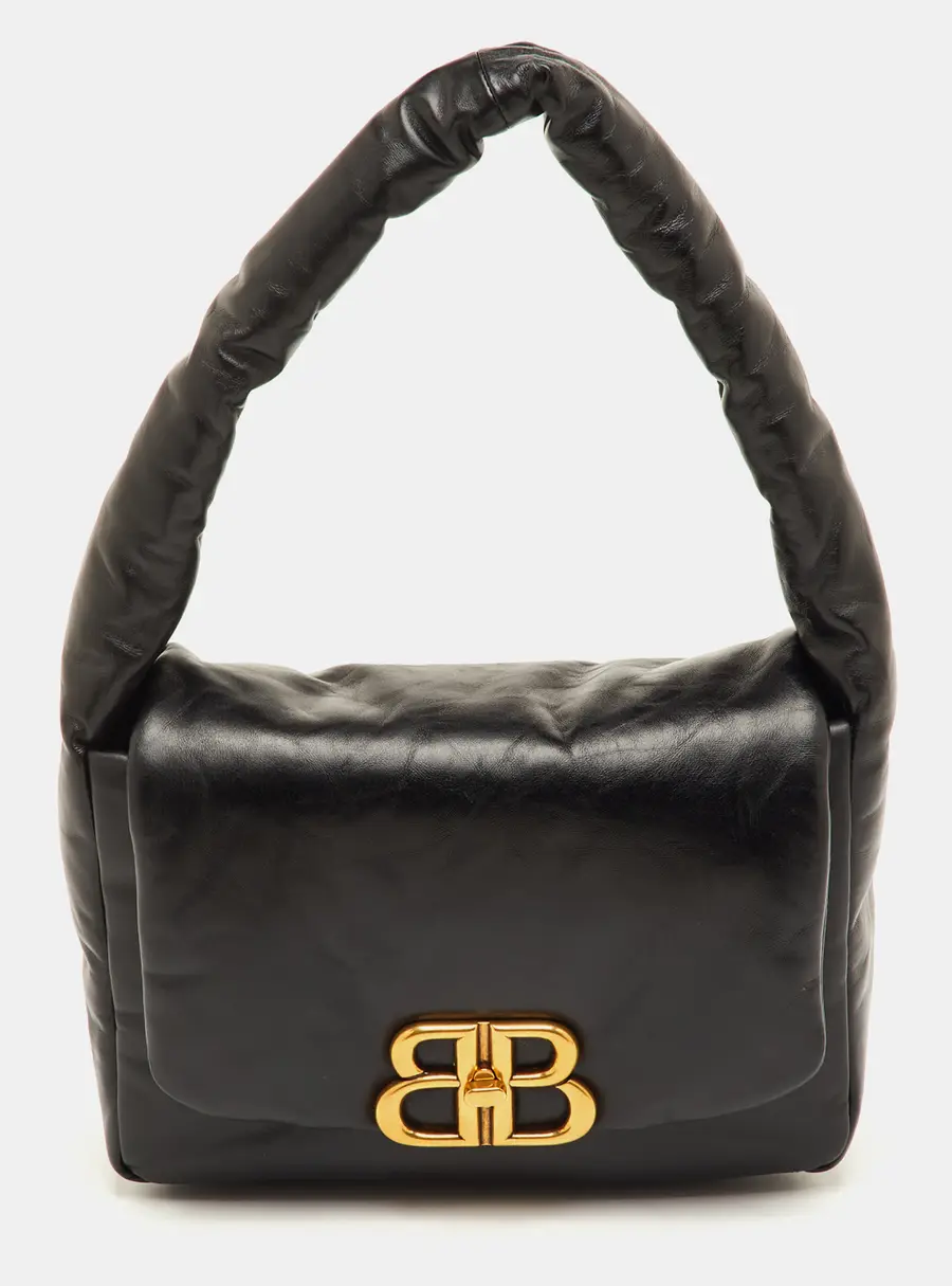Balenciaga Monaco Small Black Leather Shoulder Bag