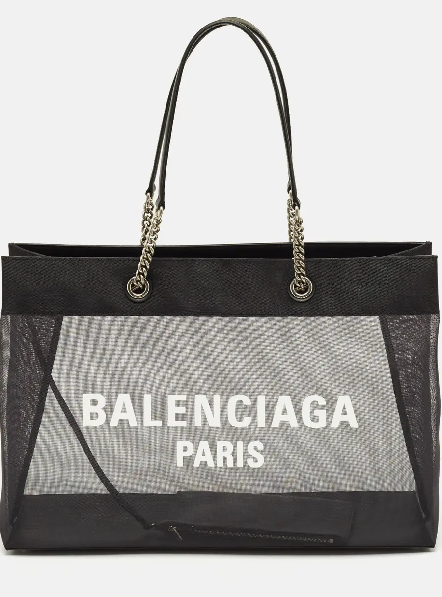 Balenciaga Duty Free Large Black Mesh Nylon Tote