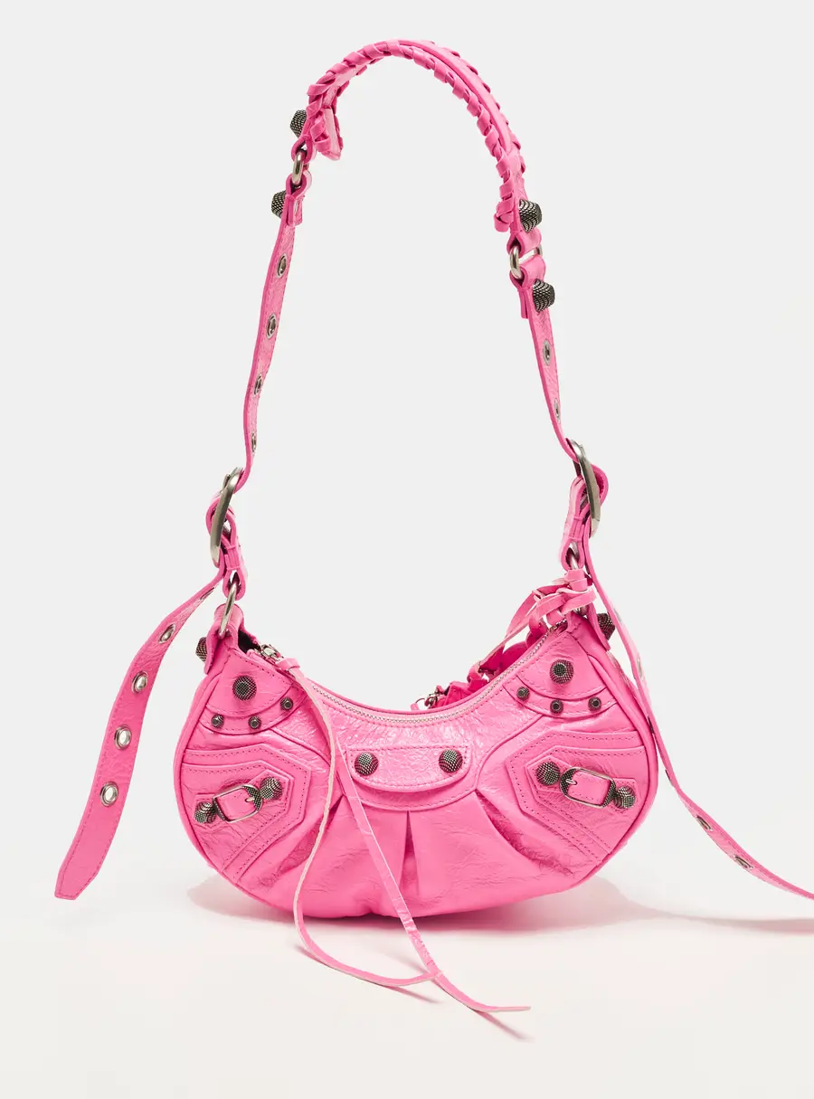 Balenciaga Le Cagole XS Neon Pink Leather Shoulder Bag
