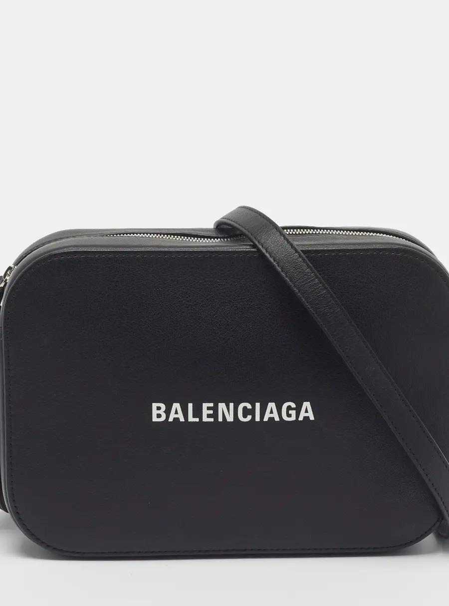 Balenciaga Everyday Small Black Leather Camera Crossbody Bag