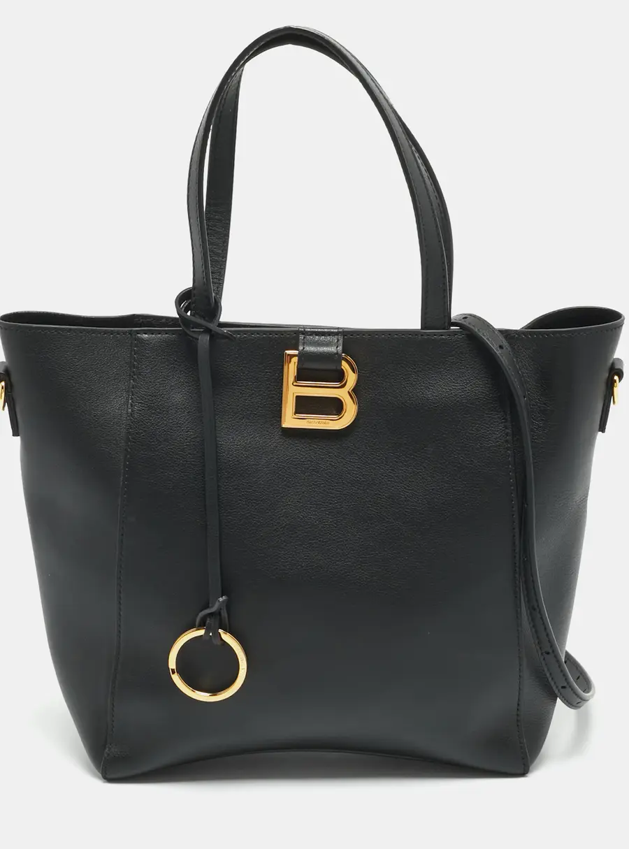 Balenciaga Hourglass Small Black Leather Tote