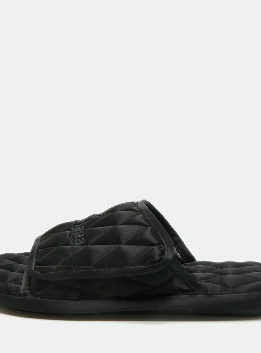 Balenciaga Home Size 40 Black Satin Flat Slides