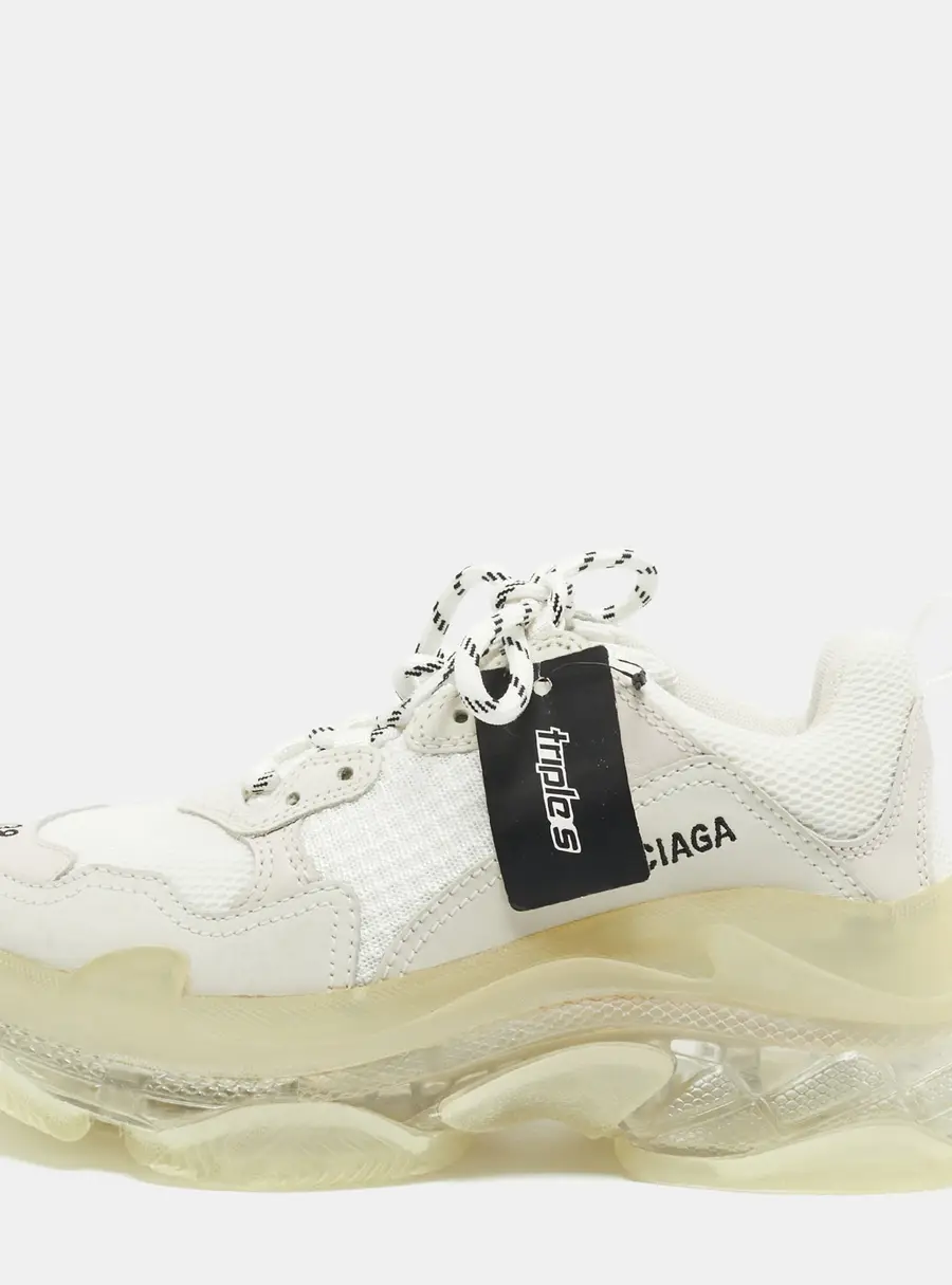 Balenciaga Triple S Clear Size 38 Tricolor Mesh and Nubuck Leather Lace Up Sneakers