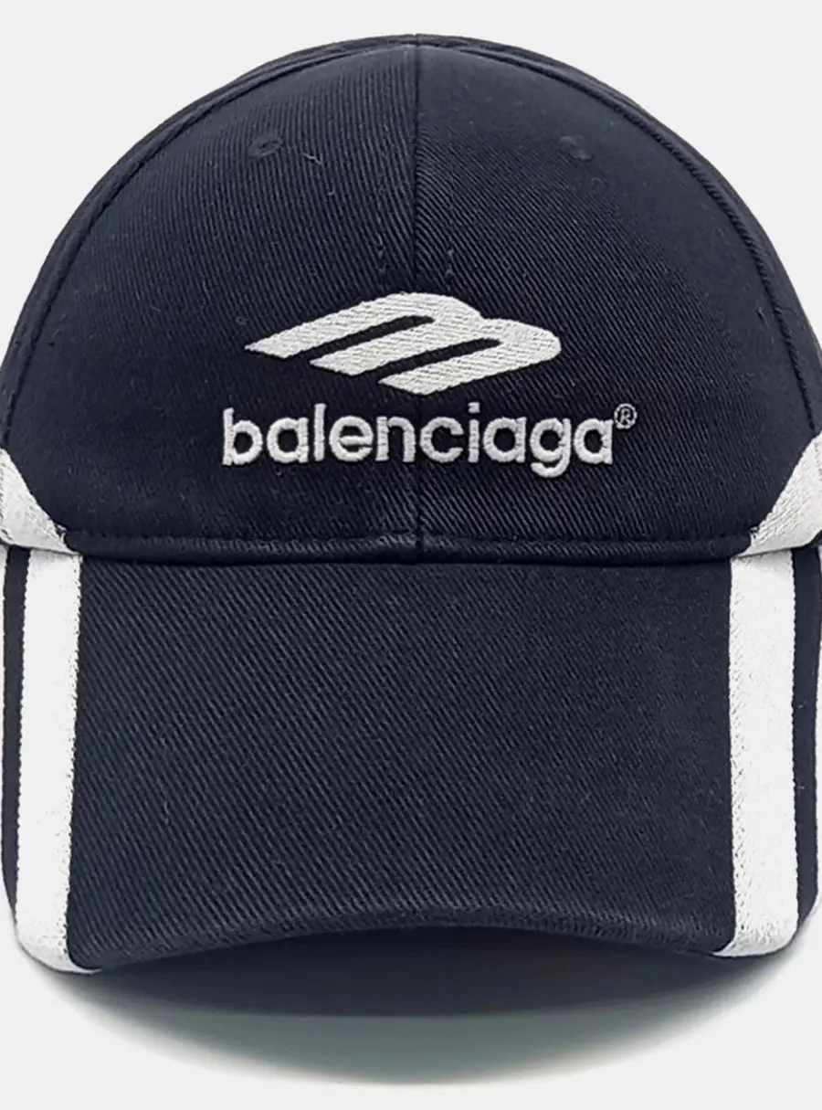 Balenciaga Black, White Cotton Cap Hat