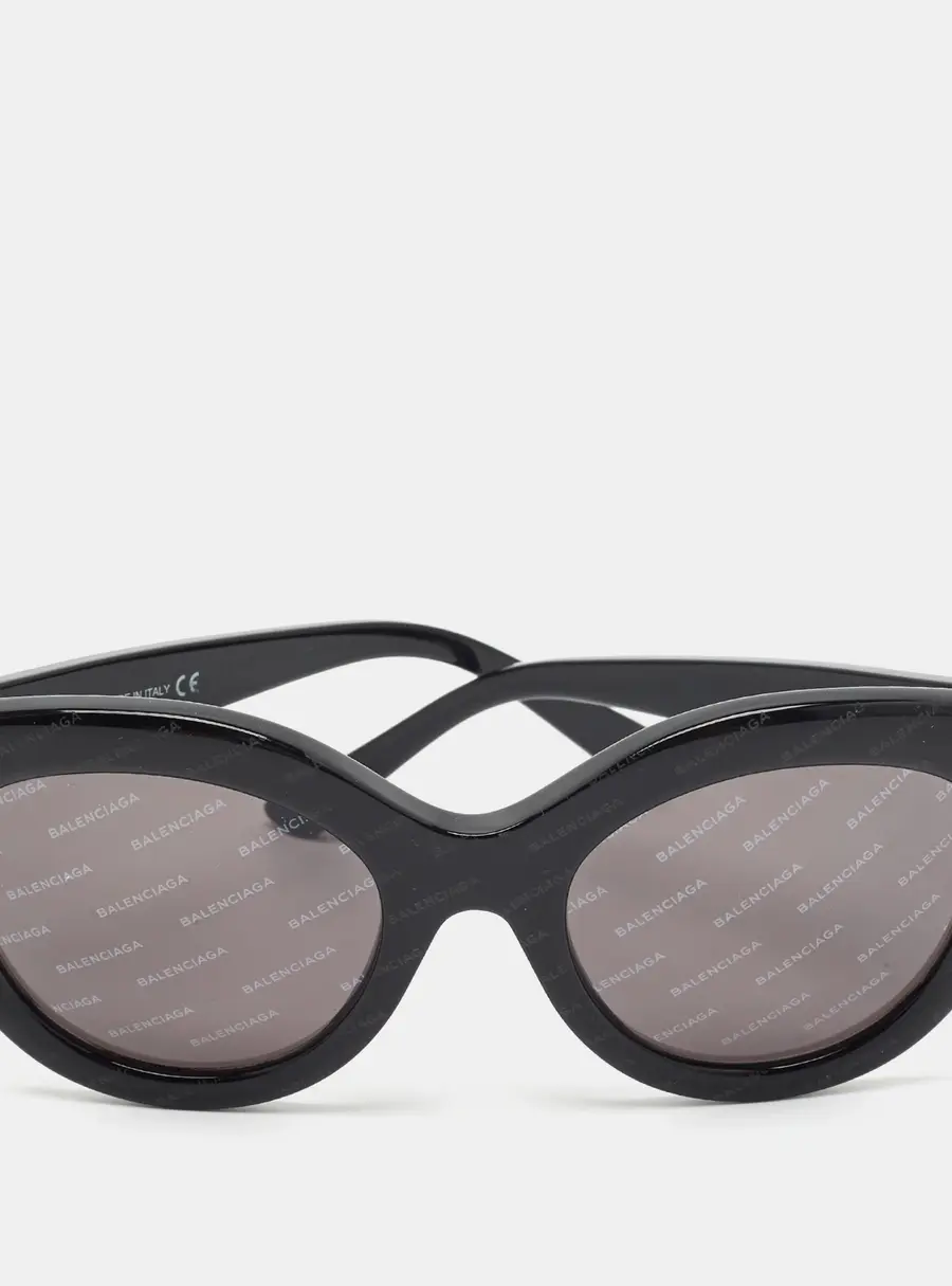 Balenciaga Black BA 133 Logomania Frame Cat Eye Sunglasses