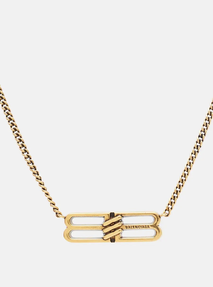 Balenciaga BB Icon Gold Tone Chain Necklace